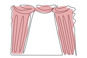 cinema theater opera red curtain object interior one line art design vector