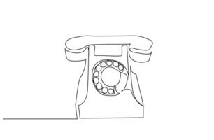 old retro nostalgic vintage analog phone object line art design vector