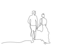 young family vacation couple walking line art design vector