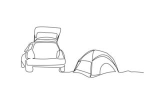 car camping activity lifestyle objects nobody line art design vector