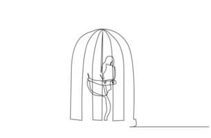 bird cage object freedom captivity life line art design vector