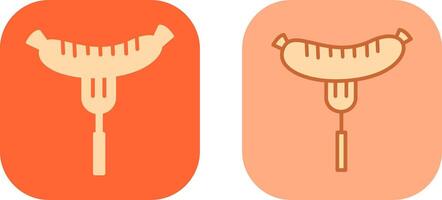 Sausage on Fork Icon vector