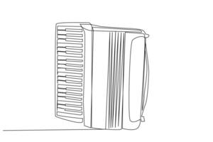 Piano accordion musical instrument object one line art design vector