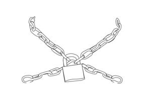 chain lock closed object one line art design vector