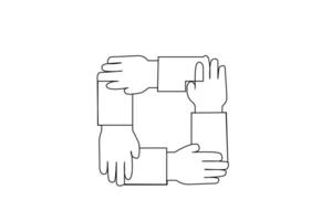 people together contact community team hold one line art design vector