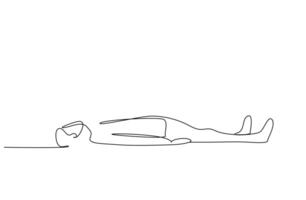 Calm man is lying on the ground sunbathing and resting. sick man resting on the floor holding his head vector