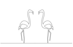 couple in love flamingo bird together love life line art design vector