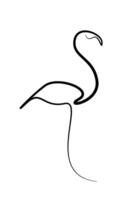 flamingo bird animal simple line art design vector