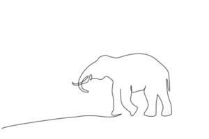 elephant mature walking alone full body length line art design vector