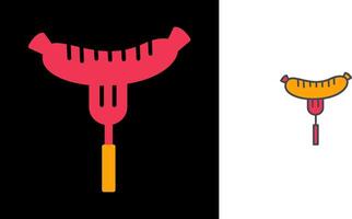 Sausage on Fork Icon vector