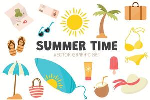 Summer Time Illustration Set vector