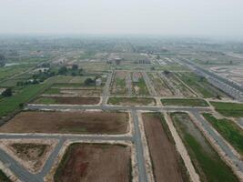 High angle view with drone of West Marina Housing Society in Lahore Pakistan on November 07, 2023 photo