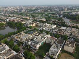 Aerial view of residential area in Lahore Pakistan on July 22, 2023. photo