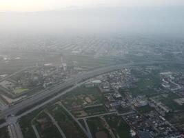 Drone view of residential are of Lahore Pakistan on July 22, 2023 photo