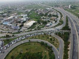 Aerial view of residential area in Lahore Pakistan on July 22, 2023. photo