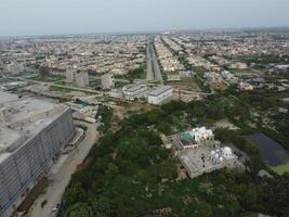 Aerial view of residential area in Lahore Pakistan on July 22, 2023. photo