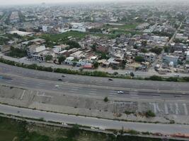 Aerial view of residential area in Lahore Pakistan on July 22, 2023. photo