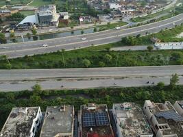 Aerial view of residential area in Lahore Pakistan on July 22, 2023. photo