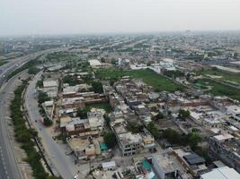 Aerial view of Defence main square, a small town in Lahore Pakistan. photo