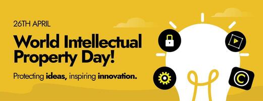 26th April World Intellectual Property day. World Intellectual property day celebration cover to promote the importance of balanced IP. Building our common future with innovation and creativity. vector