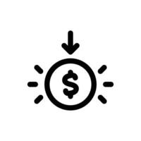 Simple Revenue Decrease line icon isolated on a white background vector