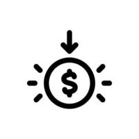 Simple Revenue Decrease line icon isolated on a white background vector