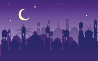 Ramadan Kareem, silhouette mosque islamic banner template vector