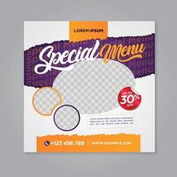 Plantilla de diseño de publicación de banner de redes sociales de comida de restaurante vector