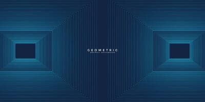 Dark blue abstract background with glowing geometric lines. Modern shiny blue rounded square lines pattern. Elegant graphic design. Futuristic technology concept. illustration vector