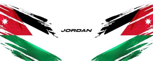 Jordan Flag in Brush Paint Style with Halftone Effect. National Flag of Jordan with Grunge Brush Concept vector