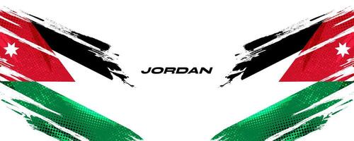 Jordan Flag in Brush Paint Style with Halftone Effect. National Flag of Jordan with Grunge Brush Concept vector