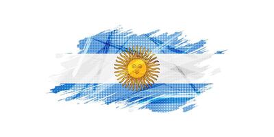 Argentina Flag in Grunge Brush Paint Style with Halftone and Glowing Light Effects. Argentinian Flag in Grunge Concept vector