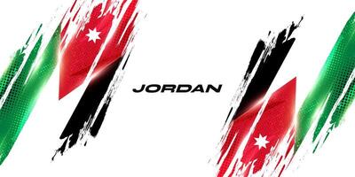 Jordan Flag in Brush Paint Style with Halftone Effect. National Flag of Jordan with Grunge Brush Concept vector