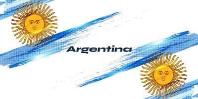 Argentina Flag in Grunge Brush Paint Style with Halftone and Glowing Light Effects. Argentinian Flag in Grunge Concept vector