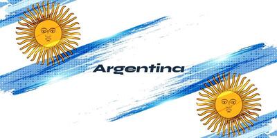 Argentina Flag in Grunge Brush Paint Style with Halftone and Glowing Light Effects. Argentinian Flag in Grunge Concept vector