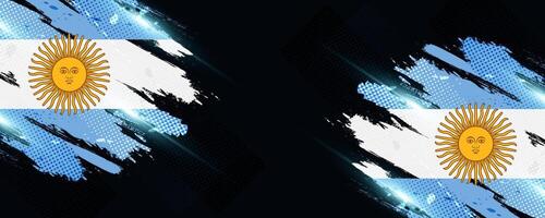 Argentina Flag in Grunge Brush Paint Style with Halftone Effect. Argentinian Flag in Grunge Concept vector
