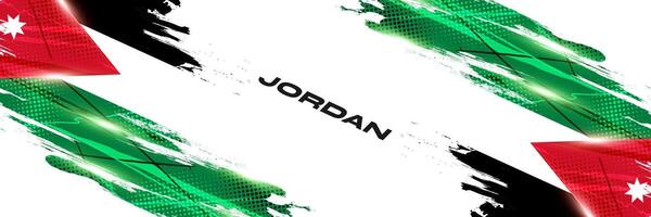 Jordan Flag in Brush Paint Style with Halftone Effect. National Flag of Jordan with Grunge Brush Concept vector