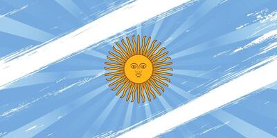 Argentina Flag in Grunge Brush Paint Style with Halftone Effect. Argentinian Flag in Grunge Concept vector