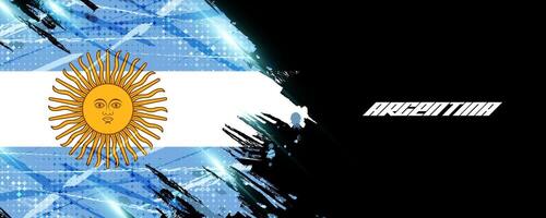 Argentina Flag in Grunge Brush Paint Style with Halftone and Glowing Light Effects. Argentinian Flag in Grunge Concept vector