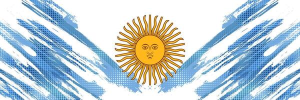 Argentina Flag in Grunge Brush Paint Style with Halftone Effect. Argentinian Flag in Grunge Concept vector