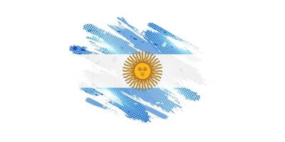 Argentina Flag in Grunge Brush Paint Style with Halftone Effect. Argentinian Flag in Grunge Concept vector