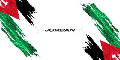 Jordan Flag in Brush Paint Style with Halftone Effect. National Flag of Jordan with Grunge Brush Concept vector