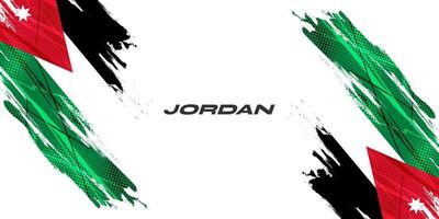 Jordan Flag in Brush Paint Style with Halftone Effect. National Flag of Jordan with Grunge Brush Concept vector