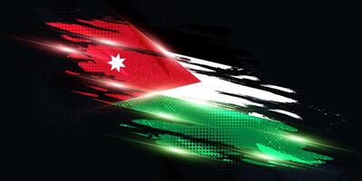 Jordan Flag in Brush Paint Style with Halftone Effect. National Flag of Jordan with Grunge Brush Concept vector