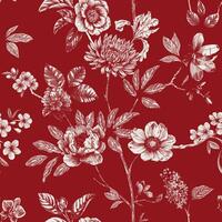 resumen moderno floral sin costura modelo con mano dibujado flor en toile Delaware alegría estilo. retro elegancia repetir impresión. Clásico diseño para tela, fondo de pantalla o envase vector