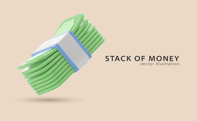 3d icon money, bank banknotes