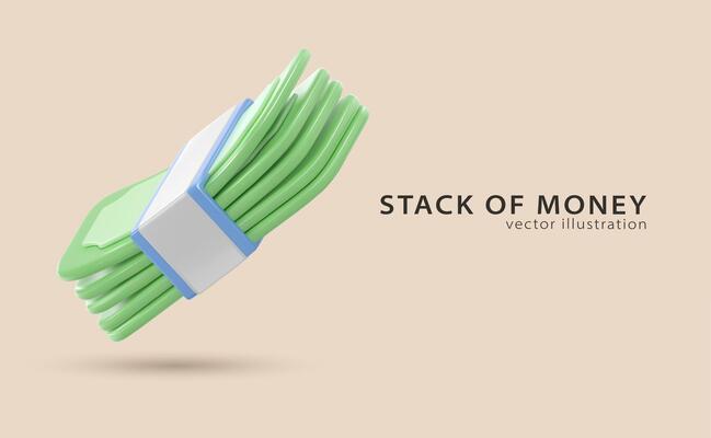 3d icon money, bank banknotes