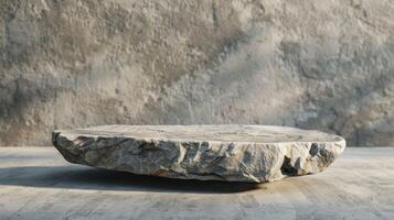 Modern Zen-like Product Display with Stone Podiums and Tranquil Backdrop for Reflective Presentation photo