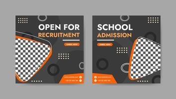 Collection of trendy school admissions and educational social media post templates. Square banner design background. vector