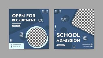 Collection of trendy school admissions and educational social media post templates. Square banner design background. vector